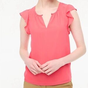 J. Crew flutter sleeve keyhole top in guava
